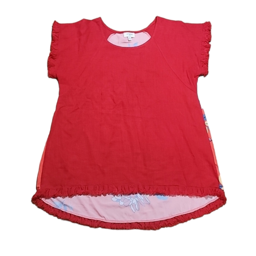 Umgee red linen floral top